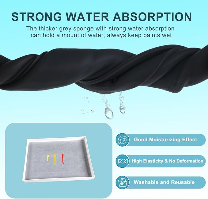 Wet Palette Paper and Sponge Refill for 12in x 16in Palette Tray, Include 2 Sponges and 50 Paper Sheet Fit for Masterson Premier Wet Palette (12in x 16in)