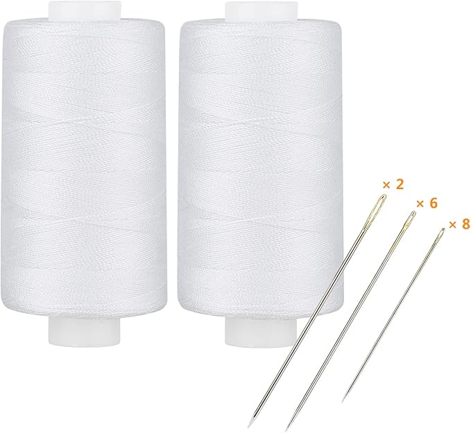 Simthread All Purpose Thread Polyester 400 Yards (2 White)