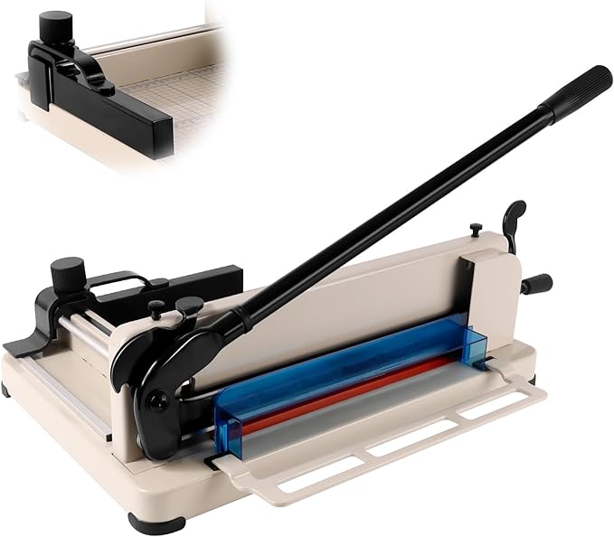 Heavy Duty 12-inch Guillotine Table Paper Cutter, White(A3), 400-Sheet Paper Cutter with Double Safety Protection for Office, School, Commercial, Larger area (12in)