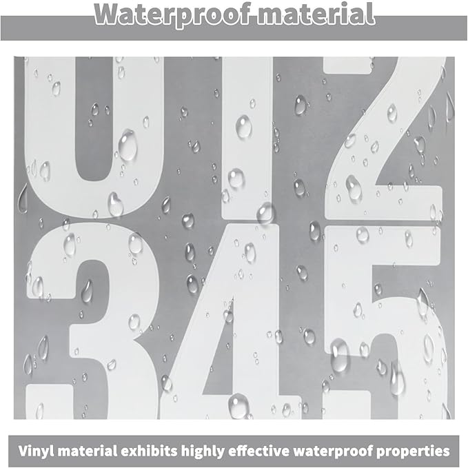 12 Sheets Large Capital Number Stickers,Waterproof & Self Adhesive Alphabet Sticker for Mailbox, Garden, Vehicles，Classroom - White