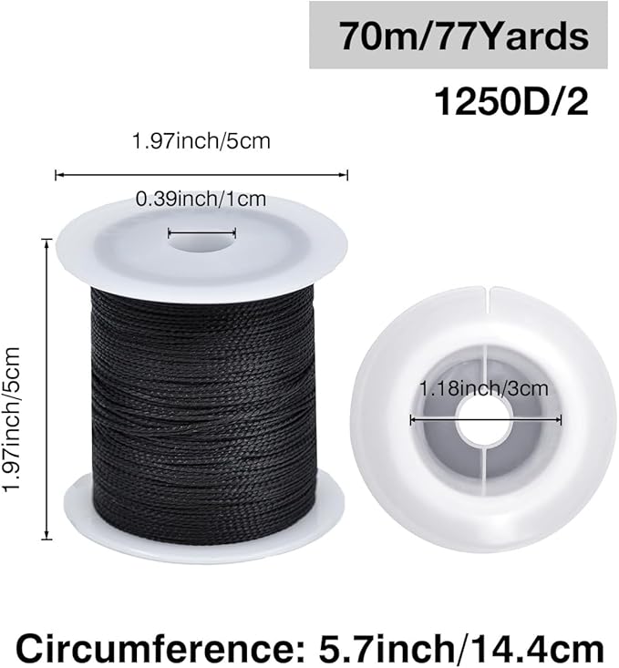 Extra Strong Upholstery Thread Repair Sewing Kit,Polyester Thread for Sewing with 7 Size Sewing Needles for Furniture,Leather&Canvas Stitching,70m/Spool,Black