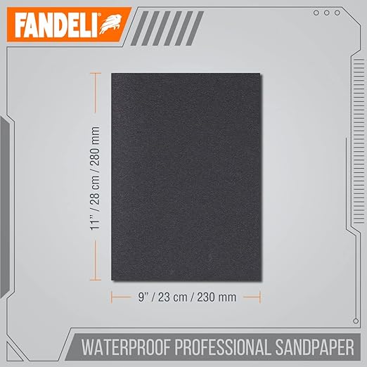 Fandeli | Waterproof Sandpaper | for Car Polishing, Wooden Furniture Sanding and Metal Sanding | Water Resistant (Assorted Grits (220, 320, 400))