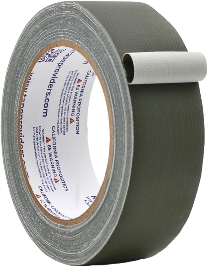 WOD GTC12 Gaffer Tape, Olive Drab Low Gloss Finish Film, 1.5 inch x 60 ft. Residue Free, Non Reflective Cloth Fabric, Secure Cords, Water Resistant, Photography, Filming Backdrop, Production