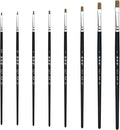Flat Artist Paint Brush 8 Piece Set, Craft Paint Brushes for Acrylic, Oil, Watercolor Painting, Nylon Bristles, Black