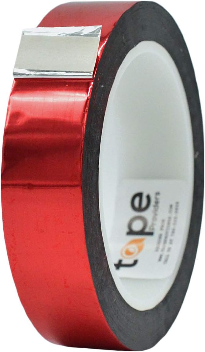 MAT Metalized Polyester Mylar Film Tape, Red - 1 inch x 72 yds. Decor Tape for Detailing Accent Wall, Graphic Arts, Car and Boat Trim - Vibrant Mirror Like Finish