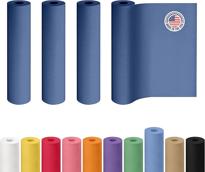 24" x 1200" (100 ft) Blue Kraft Paper Roll, Pack of 4 - USA-Made Quality Craft Paper for Gift Wrapping, Kids' Arts & Crafts, School Projects - 100% Recycled, 50 lb Natural Material by IDL Packaging