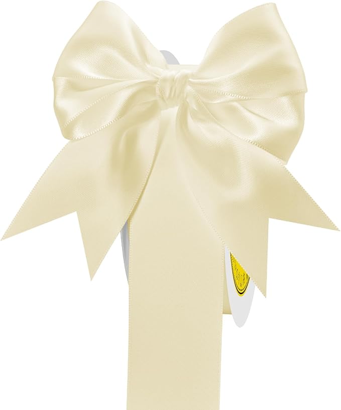 Double Face Cream Satin Ribbon 1-1/2 inch X 50 Yards Polyester Cream Ribbon for Gift Wrapping Very Suitable for Weddings Party Hair Bow Invitation Decorations and More