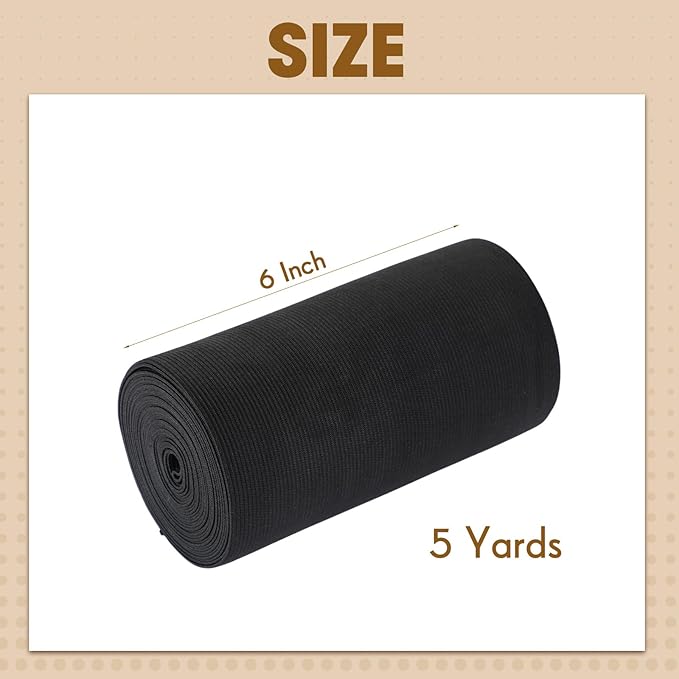 EBOOT 1 Pcs Elastic Spool (6 Inch X 5 Yard,Black)