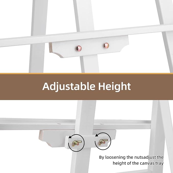 Falling in Art Easel Stand for Painting, Adjustable Wooden Easels for Painting Canvas Up to 42", Folding Art Easel for Drawing, Wedding Sign and Poster, Suitable for Kids and Adults(White)