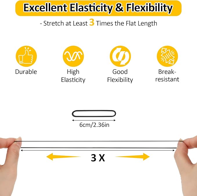 700 Pcs Rubber Bands, Size #16 Reusable Elastic Rubber Band for Office Supplies File Folders, Home Packaging, Crafts DIY Bundling, Multipurpose (Black)