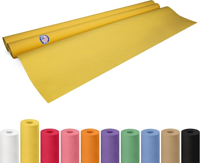 48" x 1200" (100 ft) Yellow Kraft Paper Roll, Pack of 2 - USA-Made Quality Craft Paper for Gift Wrapping, Kids' Arts & Crafts, School Projects - 100% Recycled, 50 lb Natural Material by IDL Packaging