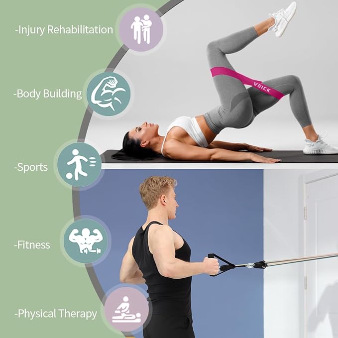 VEICK Resistance Bands, Exercise Bands for Working Out with Handles, Elastic Workout Bands for Men Women, Exercising Bands for Strength Training Equipment at Home Gym