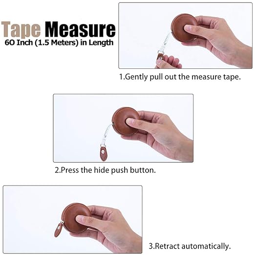 Sewing Tape Measure, Medical Body Cloth Tailor Craft Dieting Measuring Tape, 60 Inch/1.5M Dual Sided Retractable Ruler with Push Button Round(1 Pack, Blue)