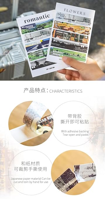 Alideco 6pcs Decorative Adhesive Tapes Fresh Literary Girl Botanical Flower Landscape PET Tape Great for Bullet Journal Supplies, Arts, Scrapbook, DIY Crafts, Planners (zailushang)