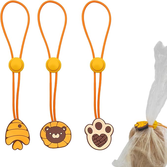 3Pcs Cute Pattern Adjustable Elasticity Clay Bag Tie, Studio Ties & Ceramic Tool Strap，The Must-Have Pottery Tool Ties for Pottery Ceramic Bag Closure and Organization (Orange 1)