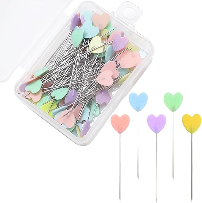 200pcs Colored Sewing Pins for Fabric Flat Head Straight Pins with Storage Box Quilting Pins Fixed Sewing Marker Needle for Dressmaker,Sewing Project,Jewelry Making, DIY Craft (Love Hearts)