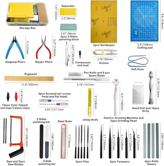 Bigstone 85 PCS Model Tools Kit Hobby Building Tool Craft Set Modeler Basic DIY Tools for Cars, Airplanes, Buildings, Robots Gundam Plastic Models Building Repairing and Fixing