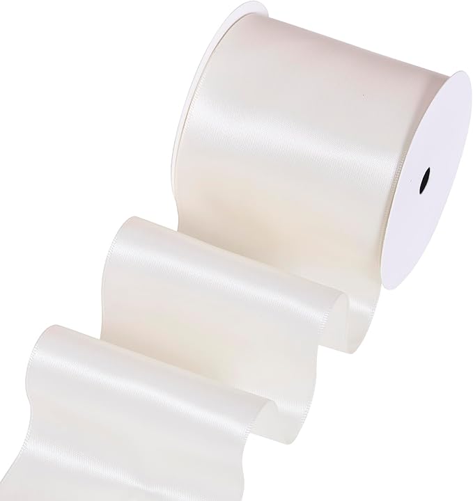 YAMA Ivory Double Faced Satin Ribbon, 3 Inch 10 Yards, Great for Crafts Bows Flower Bouquet Wedding Home Decor Gift Wrapping