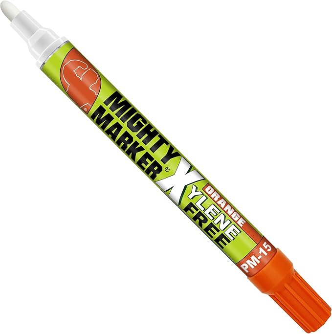 PM-15, Eco-Friendly Paint Marker, Alcohol-Based & Xylene-Free, Waterproof & Permanent, 10ml, 2.3mm Tip, 8 Bonus Tips, Made in USA, Orange 8 Pack
