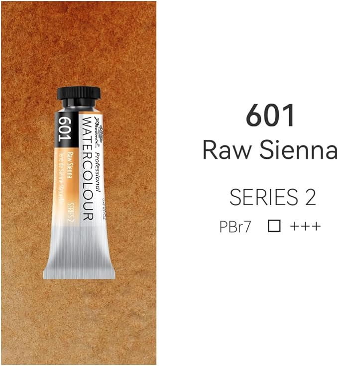 PHOENIX Professional Watercolor Paint Single Tube - 0.47 Fl Oz / 14ml - Raw Sienna