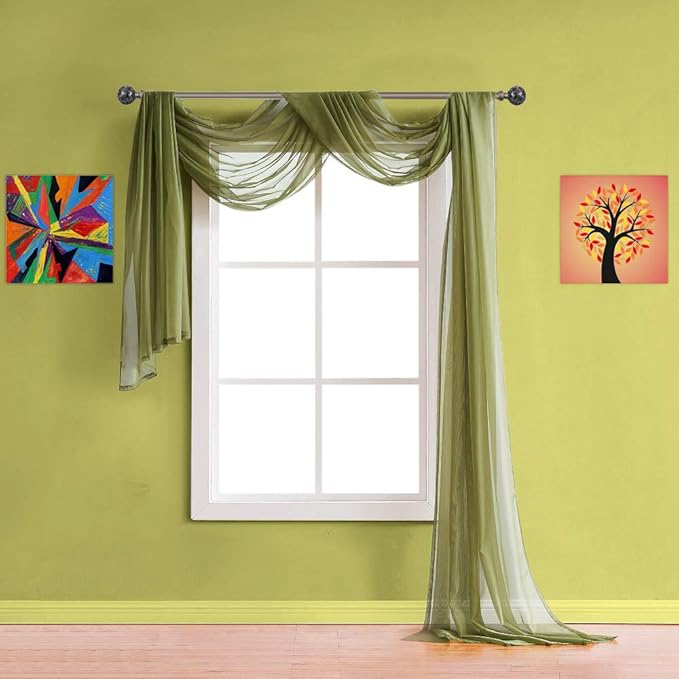 Warm Home Designs Wedding Arch Draping Fabric Bundle Has 2 288 Inch (24 Feet) Scarves in Green Sage Fabric for Wedding Decoration. AD Sage & Sage 288”