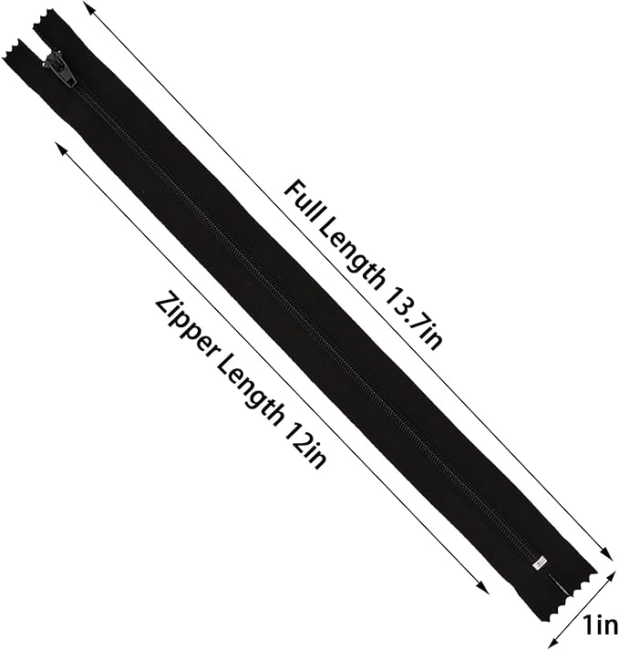 Amariver Zippers for Sewing - 100pcs Black & White Nylon Coil Zippers, 12 Inches, 2 Colors, 50 Pcs Per Color