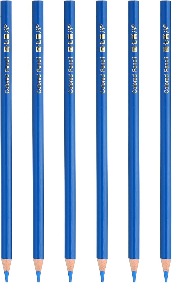 PATIKIL Medium Blue Colored Pencils Set,6 Pcs Oil Color Pencils Wooden Coloring Drawing Pencil for Artists Art Painting