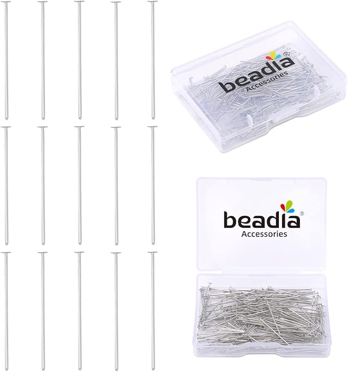 Platinum Plated Flat Head Pins Non Tarnish 25mm 200pcs for Jewelry Making Findings
