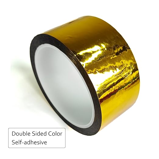 Reflective Crafting Tape, Graphic Glitter Tape, for Craft Project, DIY Art, Holiday Packing, Wrapping, Keep Birds Away, 1.8 Inches by 55 Yards (Gold)
