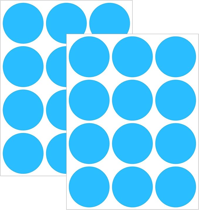 2" Round Large Colored Removable Stickers Labels - Blue,Pack of 300