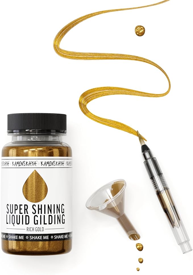 Liquid Gold Leaf Paint - Alcohol Based Fast Drying Rich Gold Liquid Leaf, 3.38 fl oz (100 ml)