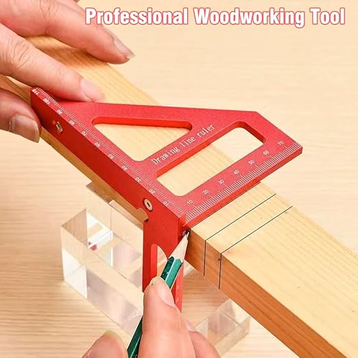 3D Multi-Angle Measuring Ruler, High Precision 45/90 Degree Aluminum Alloy Woodworking Square, Layout Tool with Scale for Carpentry, Engineering & DIY Projects