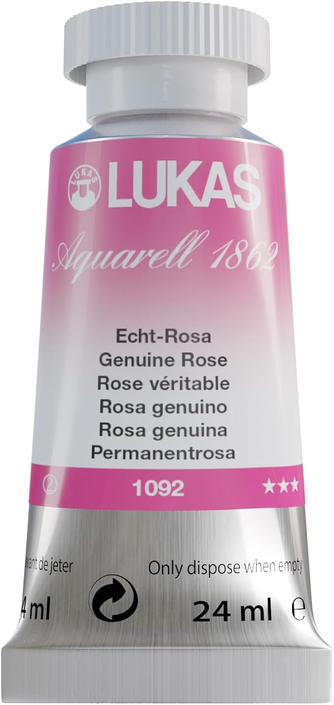 Lukas 1862 Aquarell Artists' Watercolor Tubes, Genuine Rose 24 ml - Vibrant Professional Grade Watercolor Paint - Easy-to-Wet, Intense Color, Long-lasting - Ideal for Professional Watercolorists