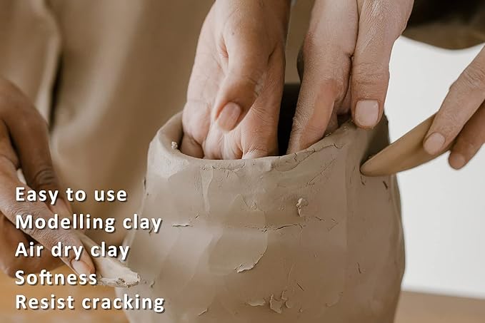 ReArt Natural Air-Dry Clay, for Sculpting, Wheel Throwing, Hand Building, All-Purpose Modeling Clay 10lbs for Sculpting (White 10LBs)