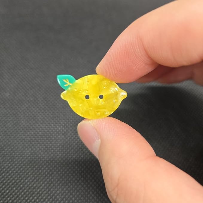 Novelty Lemon Shaped Buttons for Crafts,Acetate Button for Clothes,Buttons for Sewing,Button Bulk,Pack of 6