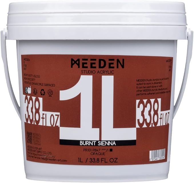 MEEDEN Burnt Sienna Acrylic Paint: 1 L /33.8 oz Heavy Body Gloss Non-Toxic - Thick Red Paints for Canvas Crafts Painting