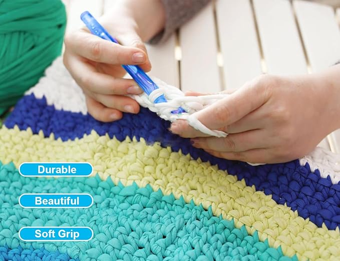 Weabetfu 15mm Large Crochet Hook,Huge Crochet Hooks for Chunky Yarn,Ergonomic Knitting Giant Crochet Hooks,Big Crochet Hooks for Knitting Yarn Carpet Scarf Wool Roving, Blue