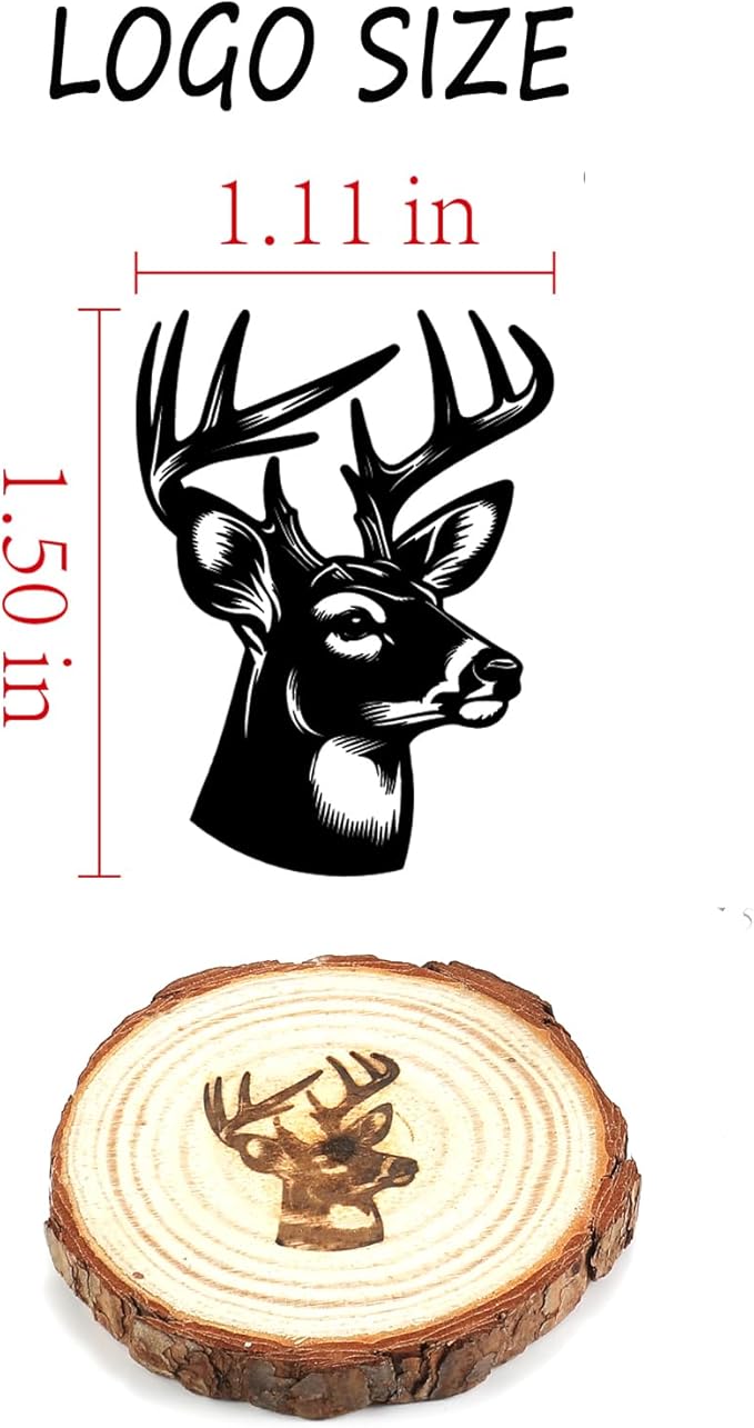 AIMOADO Deer Head Branding Iron, 1 1/2" Brass Branding Iron Stamp for Hats Wood Leather
