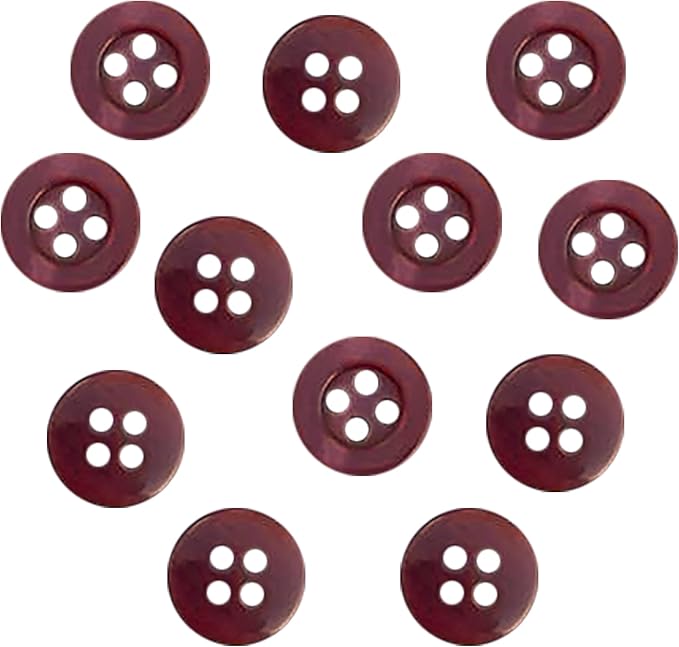 100 Pcs Wine Sewing Buttons 16L (10mm) 4 Hole Round 0.4 inch Button Plastic Red Brown Bulk Standard Shirt Front Ideal for Pants Blouse Shirt Dress Skirt Shorts Decorative DIY Arts