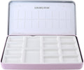 Travel Watercolor Palette,Portable Ceramic Palette with 14 Well,Metal Paint Box with Porcelain Palette(Pink Box)