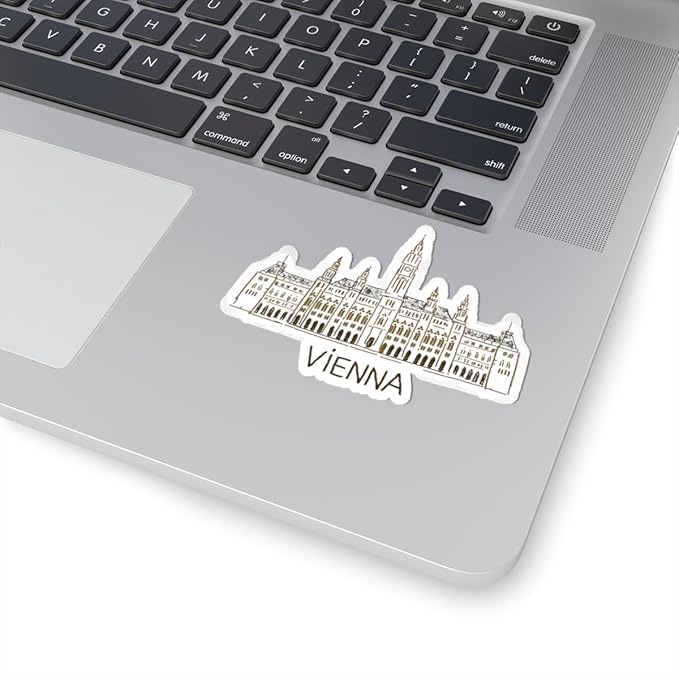 Vienna Austria City Hall Travel Souvenir Tourists Sticker. Hand Drawn Art Collectible Gift. Vacation Keepsake Decor Vinyl Decal