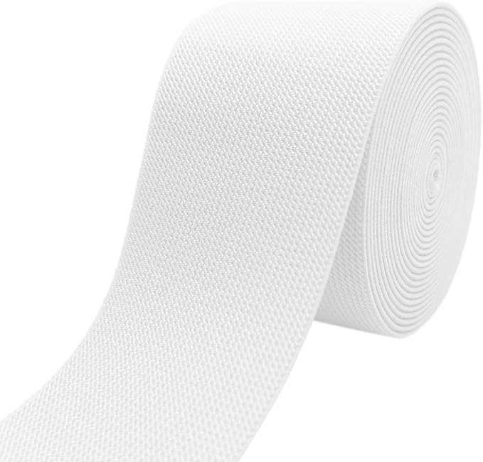 White Knit Elastic Band for Sewing 3 inch 5 Yards Double-Side Twill Woven Elastic Heavy Stretch Elastic Spool for Clothes Pants Waistband, Wigs, Skirts, Craft DIY Projects