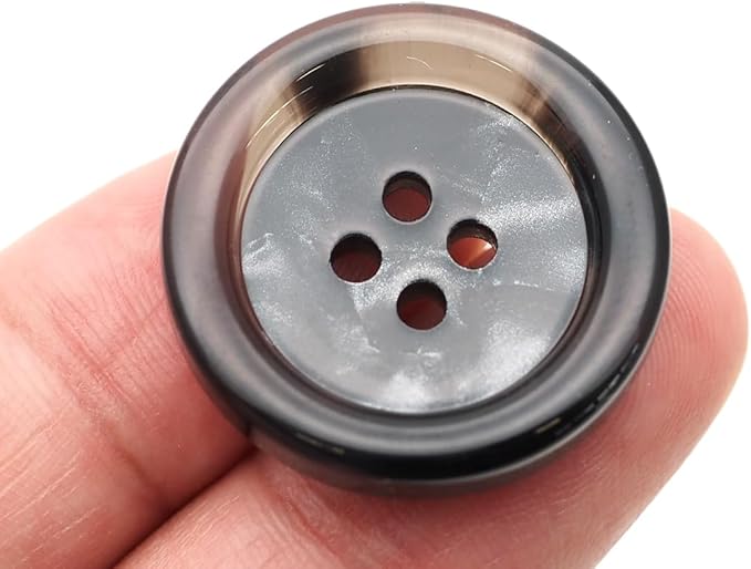 CRAFTMEMORE Tortoiseshell Resin Buttons 4 Holes Button for Garment Sewing Men's Suit DIY Crafts TG47 (18mm Black, 12pcs)