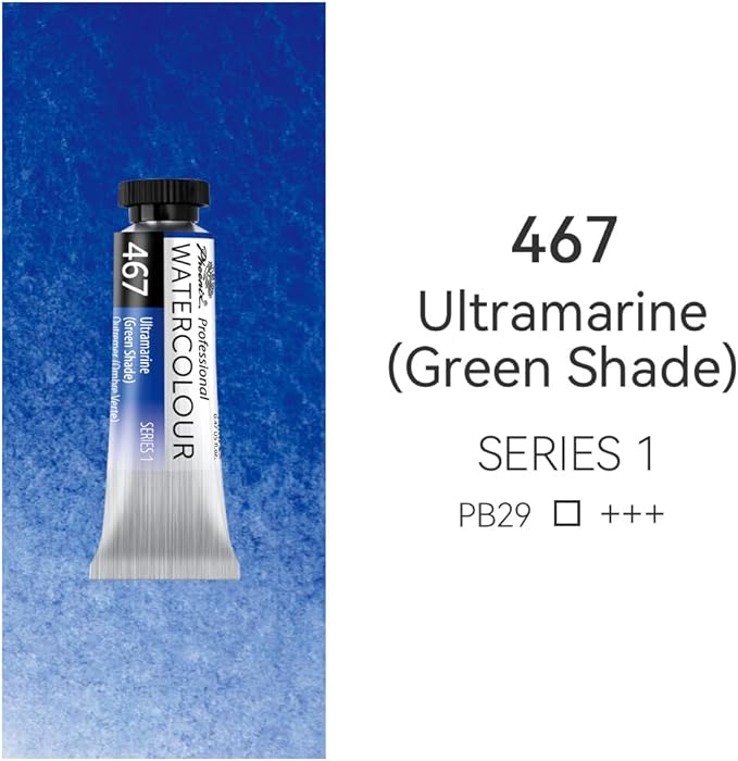 PHOENIX Professional Watercolor Paint Single Tube - 0.47 Fl Oz / 14ml - Ultramarine(Green Shade)