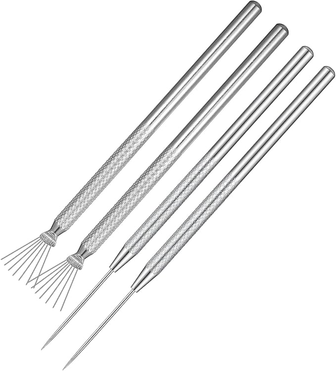 4 PCS Clay Needle Tools Polymer Pottery Clay Sculpting Tools Stainless Steel Carving Modeling Tool Wire Texture Tool for Ceramic Polymer Pottery Clays Sculpting, Texturing, Modeling