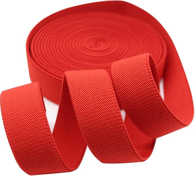 Sewing Elastic Band 1-Inch by 5-Yard Red Colored Double-Side Twill Woven Elastic