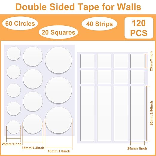 JANYUN Double Sided Tape for Walls, Removable Sticky Dots Picture Hanging Strips Adhesive Heavy Duty Clear Museum Putty for Crafts No Trace Sticky Tack Water Proof Mounting Tape