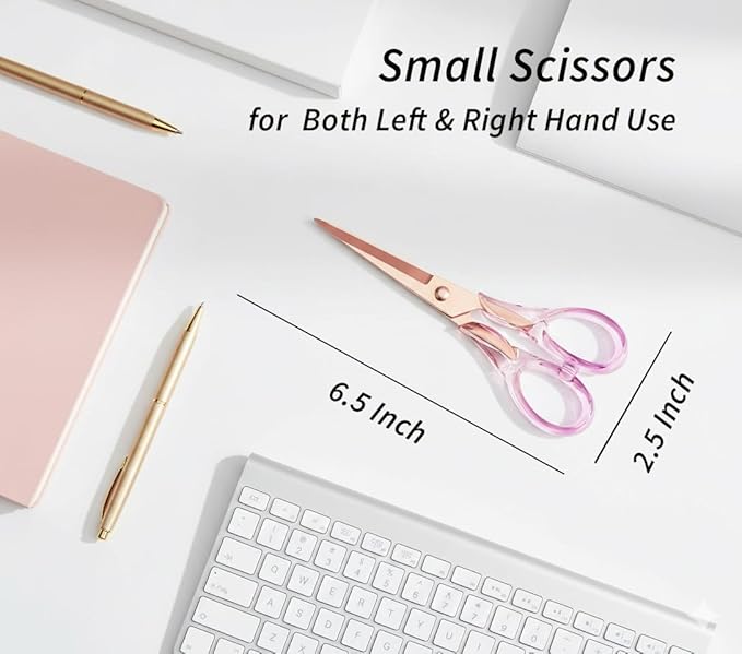 6.3“ Small All-purpose Scissors, Stainless Steel Blade with Purple Acrylic Handle, Craft-Shears for Kids & Adult, Perfect for School, Home, Office Desk, Tijeras