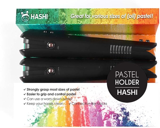HA SHI Adjustable Pastel Holder Set (2pcs), Universal Art Stick Extender for Soft Pastels, Charcoal & Erasers, Professional Grip Tool for Adult Artists, Prevents Breakage & Stains