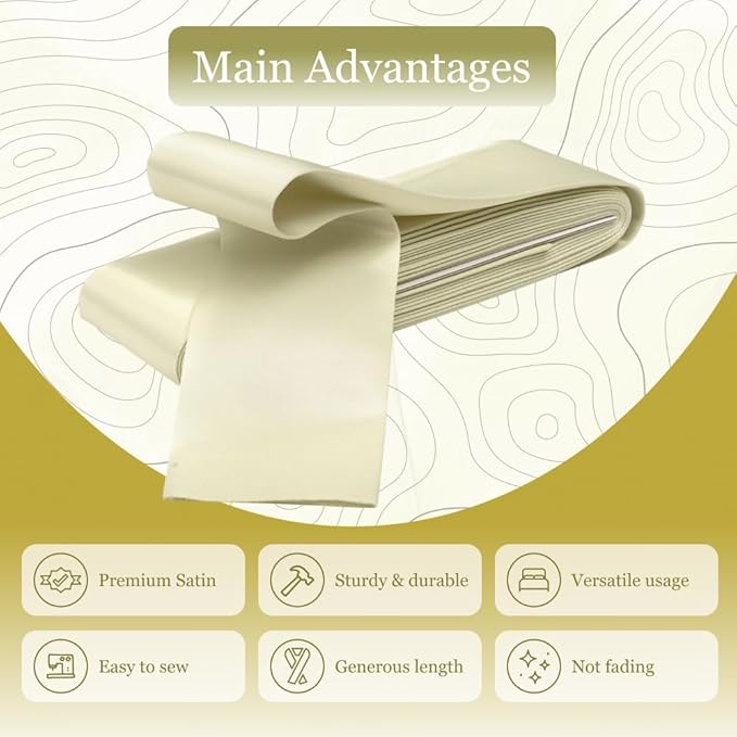 Baby Maize Satin Blanket Binding 2 Inch x 4 3/4 Yards Single Fold Tape for Quilt Edging Ivory Smooth Finish Easy to Sew On Durable Trim Material Ideal for Blanket Crafts DIY Projects Sewing
